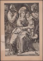 1542 Enea Vico (1512-1567) A Szent Család reneszánsz rézmetszet, papír, jelzett 24x37,5 cm / The Hol...