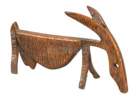 Mid-century modernista réz kecske szobor, jelzés nélkül, 11x6 cm