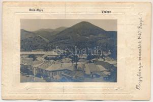 1940 Nagybánya, Baia Mare; látkép, ragasztott fotó, szecessziós keretben / general view, glued photo...