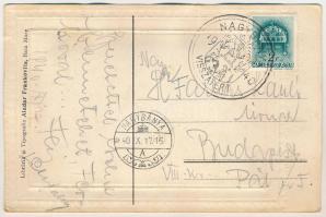 1940 Nagybánya, Baia Mare; látkép, ragasztott fotó, szecessziós keretben / general view, glued photo...