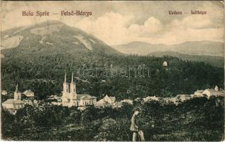 1927 Felsőbánya, Baia Sprie; látkép, templomok. Dácsek Péter kiadása / general view, churches (EB)