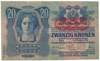 1913. 20K II. kiadás piros "DEUTSCHÖSTERREICH" felülbélyegzéssel T:F erős papír
Adamo K17...