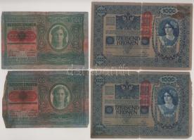 Ausztria 1919. (1902) 1000K, függőleges "DEUTSCHÖSTERREICH" felülbélyegzéssel, mindkét old...