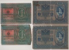 Ausztria 1919. (1902) 1000K, függőleges "DEUTSCHÖSTERREICH" felülbélyegzéssel, mindkét old...