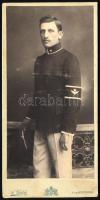 cca 1910 Vasutas tiszt egyenruhában, karszalaggal, keményhátú fotó Bülch Ágoston budapesti műtermébő...