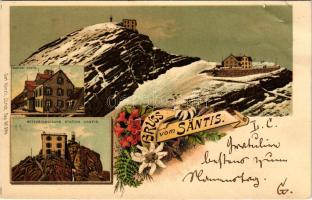 1900 Säntis, Gasthof, Meteorologische Station / inn, mountain rest house, meteorological station. Ca...