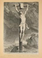 ca 1950 Lucas Vorsterman (1595-1675) Krisztus a kereszten. Rézmetszet, papír, jelzett. / Engraving p...