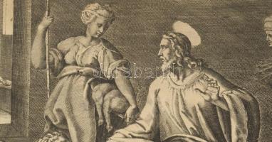 ca 1580 Gerard de Jode (1509-1591) Ambrosius Francken : Krisztus Márta és Mária házában. Rézmetszet,...