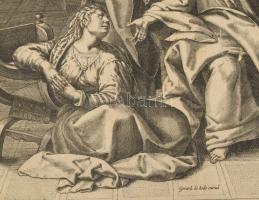 ca 1580 Gerard de Jode (1509-1591) Ambrosius Francken : Krisztus Márta és Mária házában. Rézmetszet,...