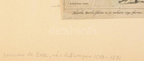 ca 1580 Gerard de Jode (1509-1591) Ambrosius Francken : Krisztus Márta és Mária házában. Rézmetszet,...