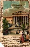 1902 Budapest VIII. Magyar Nemzeti Múzeum, Arany János szobor. litho (b)