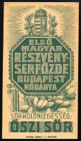 Kőbányai Serfőzde számolócédula magyar címerrel, szép állapotban