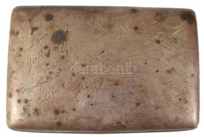 Ezüst (Ag) I. világháborús katonai emlékdoboz, fedelén "Feldbach 1915-17 (Steiermark)" fel...