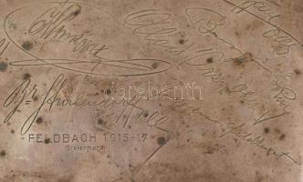 Ezüst (Ag) I. világháborús katonai emlékdoboz, fedelén "Feldbach 1915-17 (Steiermark)" fel...