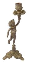 Puttó figurával díszített gyertyatartó, kopással, m: 24 cm