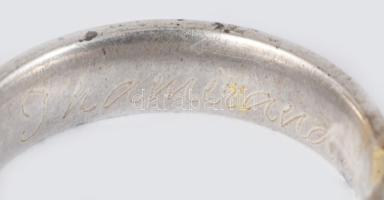 Ezüst (Ag) gyűrű, belül felirattal, jelzés nélkül, m:63, 6g