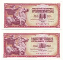Jugoszlávia 1981. 100D (2x) sorszámkövető T:F szép papír
Yugoslavia 1981. 100D (2x) consecutive ser...