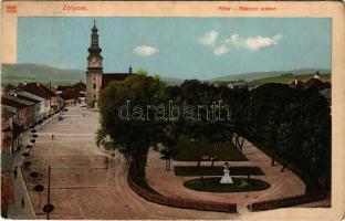 1916 Zólyom, Zvolen; Fő tér, Rákóczi szobor / main square, statue (EK)
