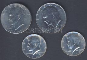 USA 1967. 1/2$ Ag "Kennedy" (2x) T:1/2,2 + 1976. 1$ "Bicentennial" T:2- + 1972. 1$ "Eisenhower" T:2/3 ph.