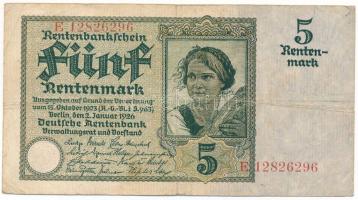 Német Birodalom 1926. Weimari Köztársaság 5M "E 12826296" T:F,VG
Germany / Weimar Republi...