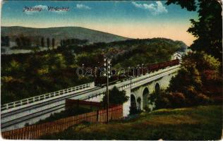 1916 Pozsony, Pressburg, Bratislava; Vörös híd, gőzmozdony, vonat / Rothe Brücke / red bridge, locom...