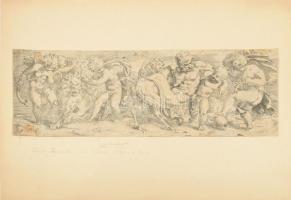 ca 1580 Paulo Ferinati (1524-1606) A részeg szatír. Reneszánsz rézmetszet, papír, jelzett. / The dru...