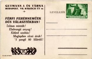 "Én is Gutmann féle inget hordok. Mondhatom elsőrangú" Gutmann J. és Társa reklámja Szikla...
