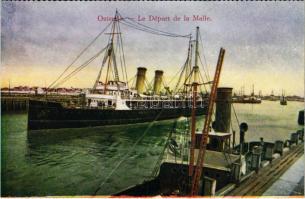 Oostende, Ostende; Le départ de la Malle / steamship, port, from a postcard booklet