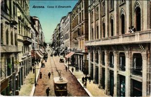 1915 Ancona, Corso V. Emanuele / street view, tram, shops (fa)