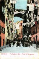 Genova, Genoa; Via Madre di Dio e Ponte di Carignano / street view, stone bridge (fl)