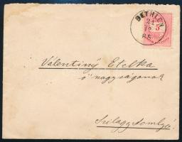 1885 Távolsági levél Színesszámú 5kr bérmentesítéssel "BETHLEN" - "SZILÁGY-SOMLYÓ&quo...