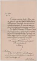 1905. "A Magyar Királyi Szent István-rend kiskeresztje" kitüntetés adományozói okirata Kis...