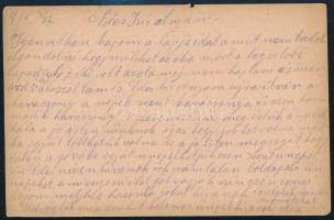 1916 Tábori posta levelezőlap "M.K. BUDAPESTI 1SŐ NÉPFÖLKELŐ HUSZÁROSZTÁLY PARAMCSNOKSÁGA"...
