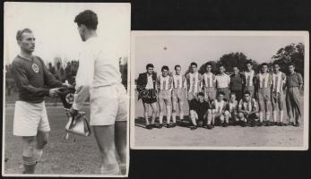 1948 MTK és 1954 Osztályozó MB. I-be jutásért, 2 db pecséttel jelzett Pobuda fotó, aláírásokkal (Heg...