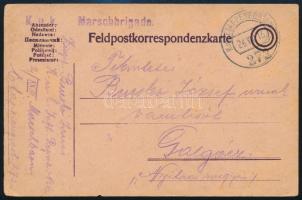 1916 Tábori posta levelezőlap "K.u.k. Marschbrigade" + "K.u.K. ETAPPENPOSTAMT 272&quo...