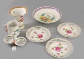 7 darabos vegyes porcelán tétel, közte Villeroy &amp; Boch antik dísztál