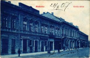 1907 Miskolc, Király utca, Weintraub Dániel üzlete. Grünwald Ignác kiadása - tükrözött feliratok az ...