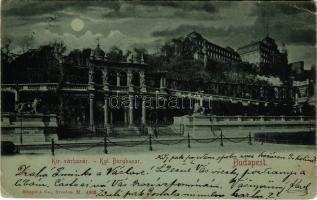 1898 Budapest I. Kir. várbazár, várkert este holdfényben. Stengel &amp; Co. (EB)