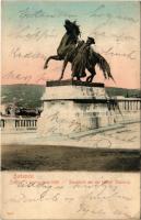 1905 Budapest I. Csikós szobor a Királyi lovarda előtt. Taussig Arthur 3036. (EK)