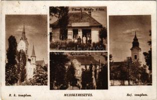 1949 Mezőkeresztes, Római katolikus templom, Községháza, Református templom, Váradi Mihály üzlete és...