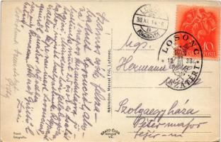 1938 Losonc, Lucenec; mozaiklap zsinagógával. Marcel Filó kiadása / multi-view postcard with synagog...