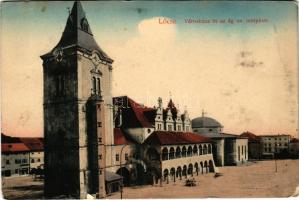1916 Lőcse, Levoca; Városháza, Evangélikus templom, piac / town hall, Lutheran church, market (EM)