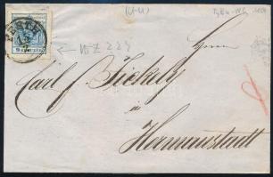 1854 9kr HP III levélen nagy szélekkel, tépve, nem vágva "PESTH" - Hermanstadt