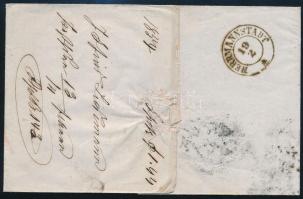 1854 9kr HP III levélen nagy szélekkel, tépve, nem vágva "PESTH" - Hermanstadt