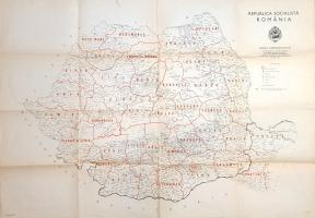 [Térkép] Republica Socialista România. A Román Szocialista Köztársaság kétszínnyomású, kizárólagosan...