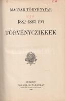 1882-1883. évi törvényczikkek.
Budapest, 1896. Franklin-Társulat Magyar Irodalmi Intézet és Könyvny...