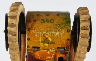 cca 1920-1935 CKO Germany német "Tank 340" játék lemeztank, kulccsal, szerkezete működik, ...