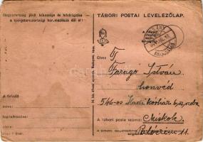 1944 Második világháborús egyedi, kézzel rajzolt tábori postai levelezőlap / WWII Hungarian hand-dra...