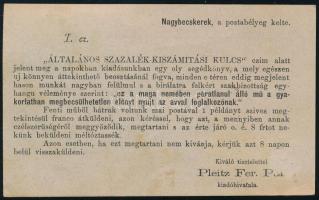 1894.dec.11. Ajánlott nyomtatvány 1kr + 10kr bérmentesítéssel (10kr az ajánlási díj) "NAGY-BECS...