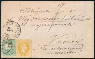 1878 Távolsági levél 1867-es 2kr + Színesszámú 3kr vegyes bérmentesítéssel "BUDAPEST / TERÉZVÁR...